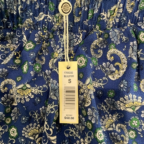 NWT Max Studio Pull On Shorts Elastic Waist Blue Floral Paisley Women’s Size Sm - Picture 4 of 11